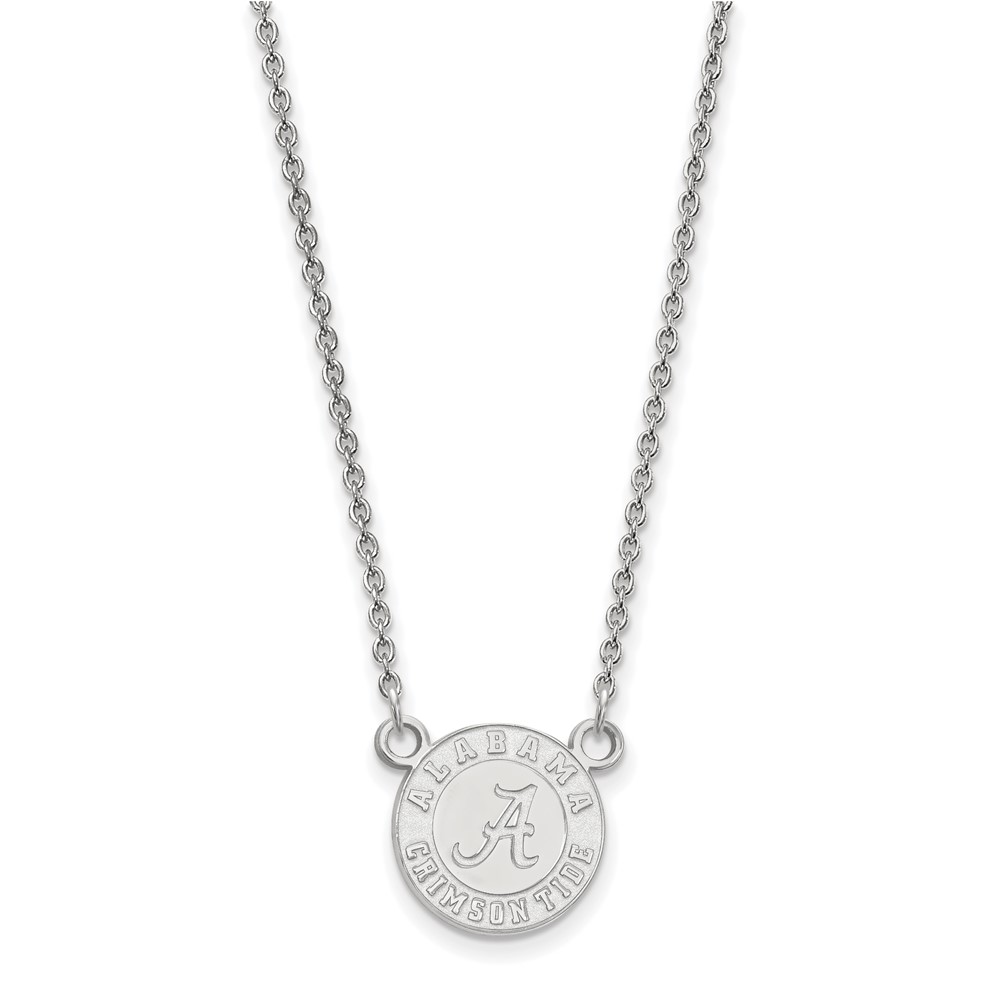 Sterling Silver Rhodium-plated LogoArt University of Alabama Crimson Tide Small Pendant Necklace, 18"