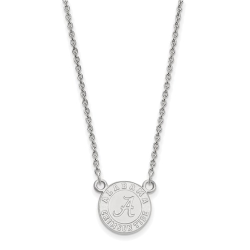 Sterling Silver Rhodium-plated LogoArt University of Alabama Crimson Tide Small Pendant Necklace, 18"