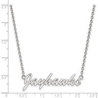 Sterling Silver Rhodium-plated LogoArt University of Kansas Jayhawks Script Pendant Necklace, 18" view 2