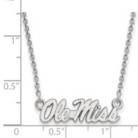 Sterling Silver Rhodium-plated LogoArt University of Mississippi Ole Miss Small Pendant Necklace, 18" view 2