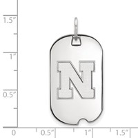 Sterling Silver Rhodium-plated LogoArt University of Nebraska Letter N Small Dog Tag Pendant view 2