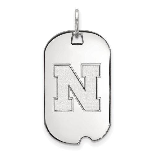 Sterling Silver Rhodium-plated LogoArt University of Nebraska Letter N Small Dog Tag Pendant