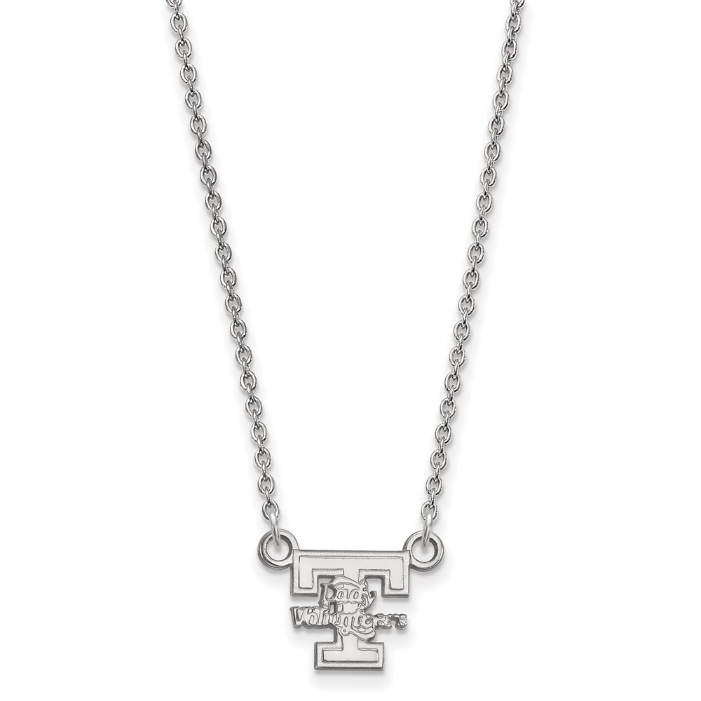 Sterling Silver Rhodium-plated LogoArt University of Tennessee Lady Volunteers Small Pendant Necklace, 18"