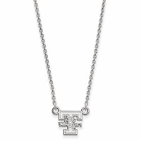 Sterling Silver Rhodium-plated LogoArt University of Tennessee Lady Volunteers Small Pendant Necklace, 18" view 1