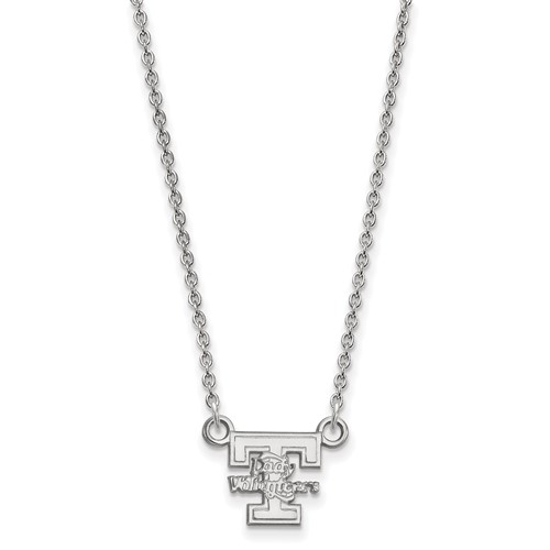 Sterling Silver Rhodium-plated LogoArt University of Tennessee Lady Volunteers Small Pendant Necklace, 18"