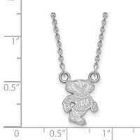 Sterling Silver Rhodium-plated LogoArt University of Wisconsin Badger Small Pendant Necklace, 18" view 2
