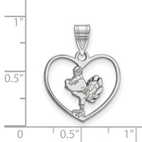 Sterling Silver Rhodium-plated LogoArt Virginia Tech HokieBird Heart Pendant view 2