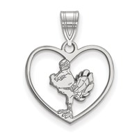 Sterling Silver Rhodium-plated LogoArt Virginia Tech HokieBird Heart Pendant view 1