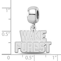 Sterling Silver Rhodium-plated LogoArt Wake Forest University W-f Deacon Small Dangle Bead view 3