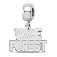 Sterling Silver Rhodium-plated LogoArt Wake Forest University W-f Deacon Small Dangle Bead view 1