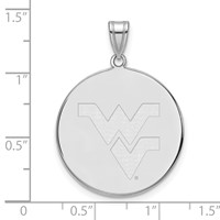 Sterling Silver Rhodium-plated LogoArt West Virginia University W-v Extra Large Disc Pendant view 2