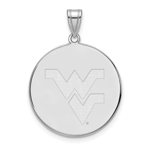 Sterling Silver Rhodium-plated LogoArt West Virginia University W-v Extra Large Disc Pendant
