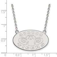 Sterling Silver Rhodium-plated LogoArt Auburn Tigers Large Pendant Necklace, 18" view 2