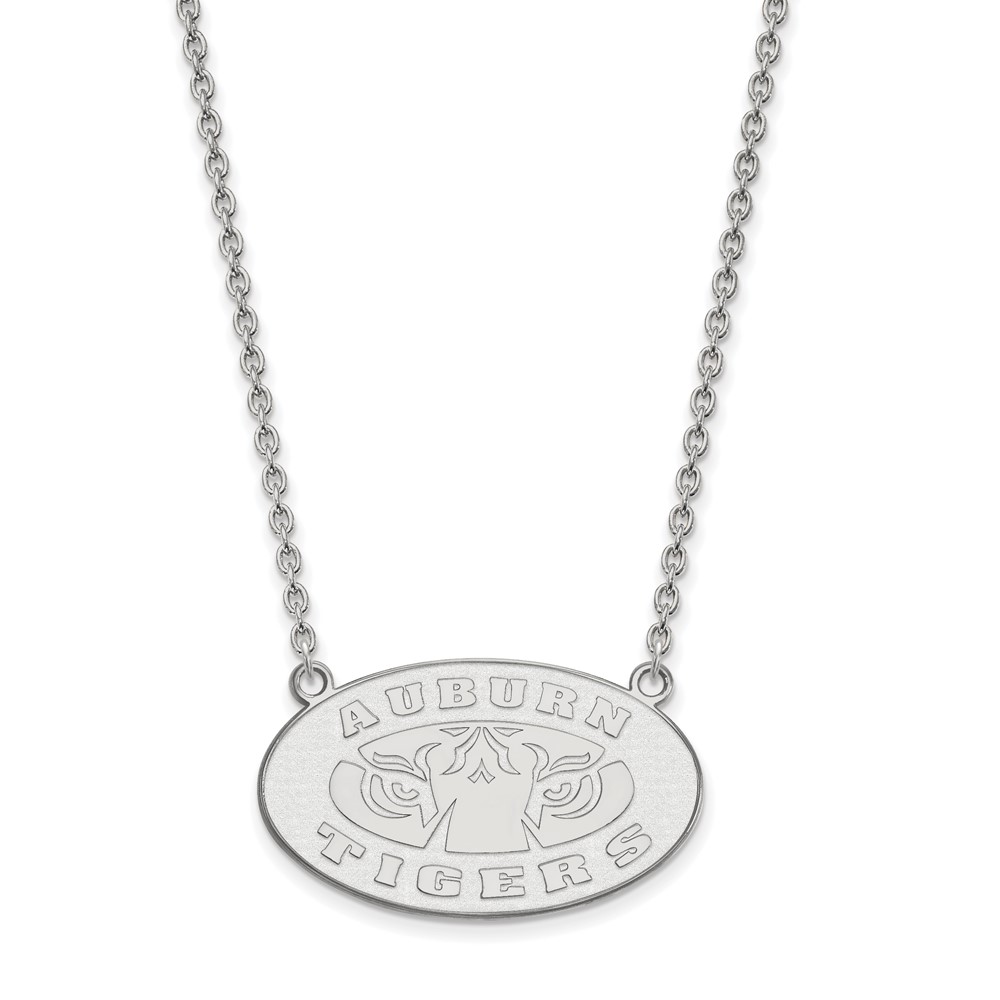 Sterling Silver Rhodium-plated LogoArt Auburn Tigers Large Pendant Necklace, 18"