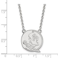 Sterling Silver Rhodium-plated LogoArt Florida State University Seminole Large Pendant Necklace, 18" view 2