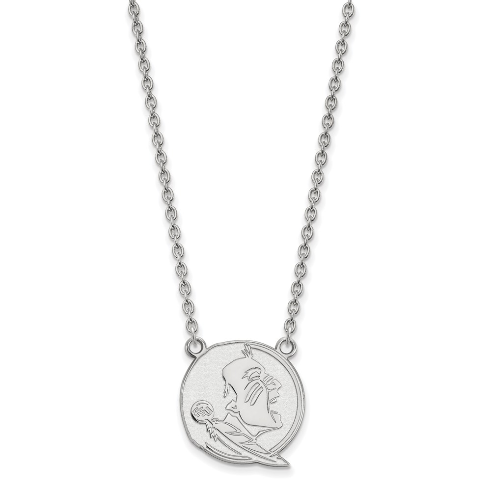 Sterling Silver Rhodium-plated LogoArt Florida State University Seminole Large Pendant Necklace, 18"