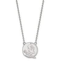 Sterling Silver Rhodium-plated LogoArt Florida State University Seminole Large Pendant Necklace, 18" view 1