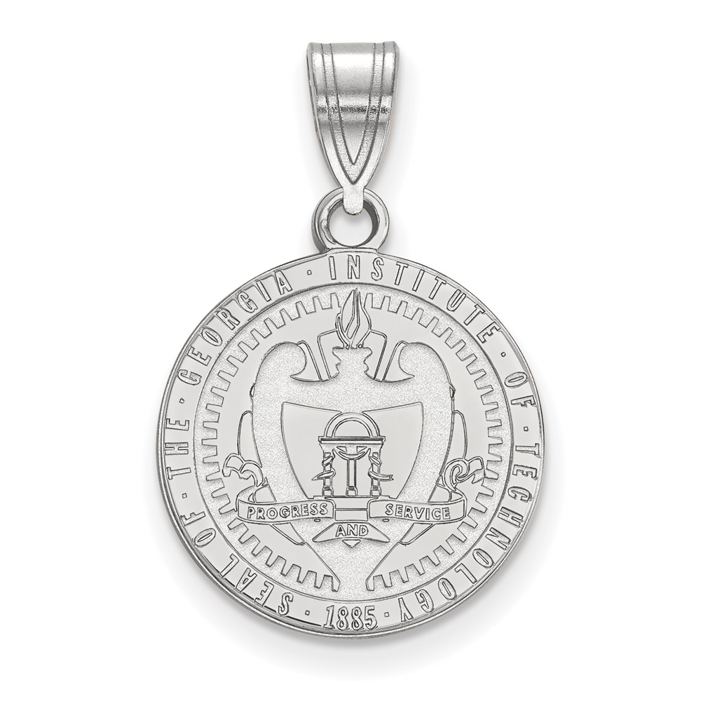 Sterling Silver Rhodium-plated LogoArt Georgia Institute of Technology Medium Crest Pendant
