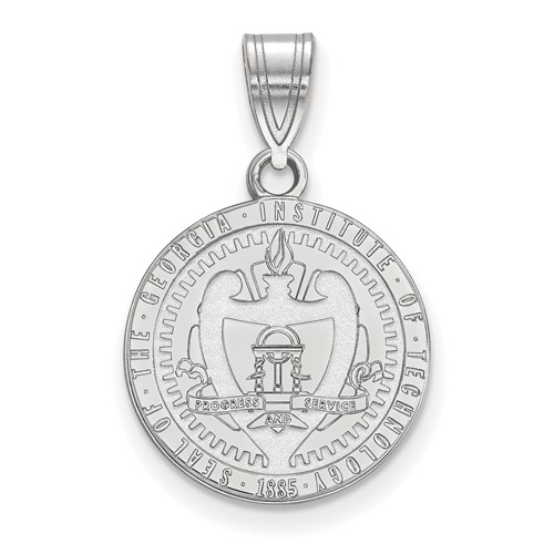 Sterling Silver Rhodium-plated LogoArt Georgia Institute of Technology Medium Crest Pendant