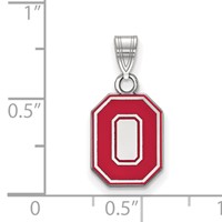 Sterling Silver Rhodium-plated LogoArt the Ohio State University Letter O Small Enameled Pendant view 2
