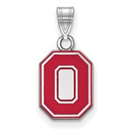 Sterling Silver Rhodium-plated LogoArt the Ohio State University Letter O Small Enameled Pendant view 1