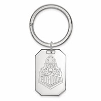 Sterling Silver Rhodium-plated LogoArt Purdue University Boilermakers Train Logo Key Ring view 1