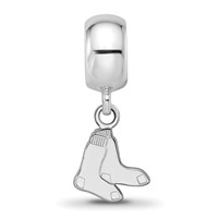 Sterling Silver Rhodium Plated Major League Baseball LogoArt Boston Red Sox Extra Small Dangle Bead view 2