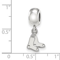 Sterling Silver Rhodium Plated Major League Baseball LogoArt Boston Red Sox Extra Small Dangle Bead view 3