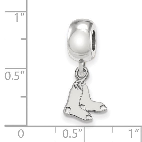Sterling Silver Rhodium Plated Major League Baseball LogoArt Boston Red Sox Extra Small Dangle Bead