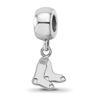 Sterling Silver Rhodium Plated Major League Baseball LogoArt Boston Red Sox Extra Small Dangle Bead view 1