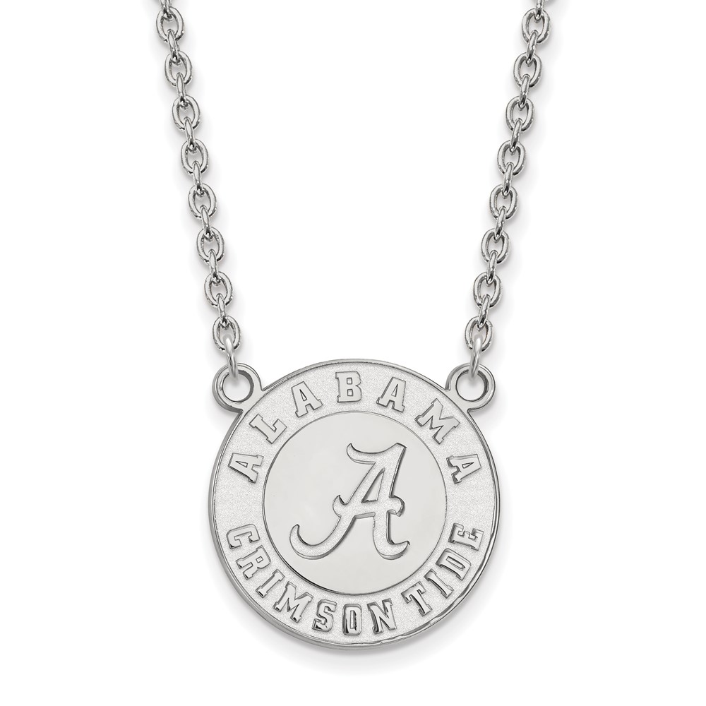Sterling Silver Rhodium-plated LogoArt University of Alabama Crimson Tide Large Pendant Necklace, 18"
