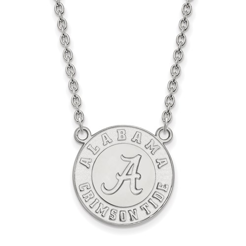 Sterling Silver Rhodium-plated LogoArt University of Alabama Crimson Tide Large Pendant Necklace, 18"