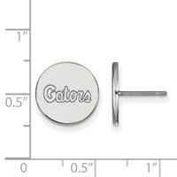 Sterling Silver Rhodium-plated LogoArt University of Florida Gators Script Small Disc Post Earrings view 2