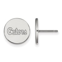 Sterling Silver Rhodium-plated LogoArt University of Florida Gators Script Small Disc Post Earrings view 1