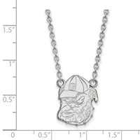 Sterling Silver Rhodium-plated LogoArt University of Georgia Bulldog Large Pendant Necklace, 18" view 2