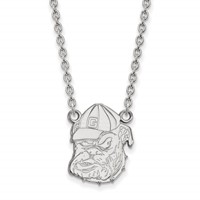 Sterling Silver Rhodium-plated LogoArt University of Georgia Bulldog Large Pendant Necklace, 18" view 1