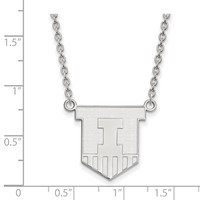 Sterling Silver Rhodium-plated LogoArt University of Illinois Victory Badge Large Pendant Necklace, 18" view 2