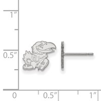 Sterling Silver Rhodium-plated LogoArt University of Kansas Jayhawk Extra Small Post Earrings view 2