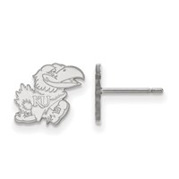 Sterling Silver Rhodium-plated LogoArt University of Kansas Jayhawk Extra Small Post Earrings view 1