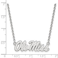 Sterling Silver Rhodium-plated LogoArt University of Mississippi Ole Miss Large Pendant Necklace, 18" view 2