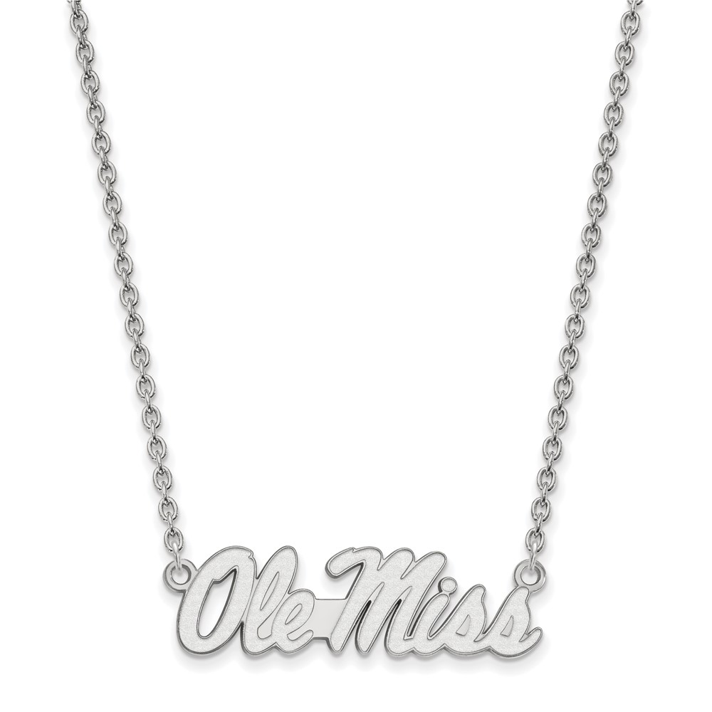 Sterling Silver Rhodium-plated LogoArt University of Mississippi Ole Miss Large Pendant Necklace, 18"