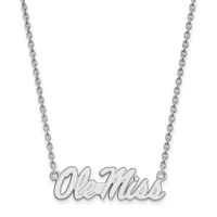 Sterling Silver Rhodium-plated LogoArt University of Mississippi Ole Miss Large Pendant Necklace, 18" view 1
