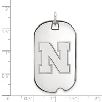 Sterling Silver Rhodium-plated LogoArt University of Nebraska Letter N Large Dog Tag Pendant view 2