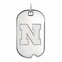 Sterling Silver Rhodium-plated LogoArt University of Nebraska Letter N Large Dog Tag Pendant view 1