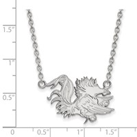 Sterling Silver Rhodium-plated LogoArt University of South Carolina Gamecock Large Pendant Necklace, 18" view 2