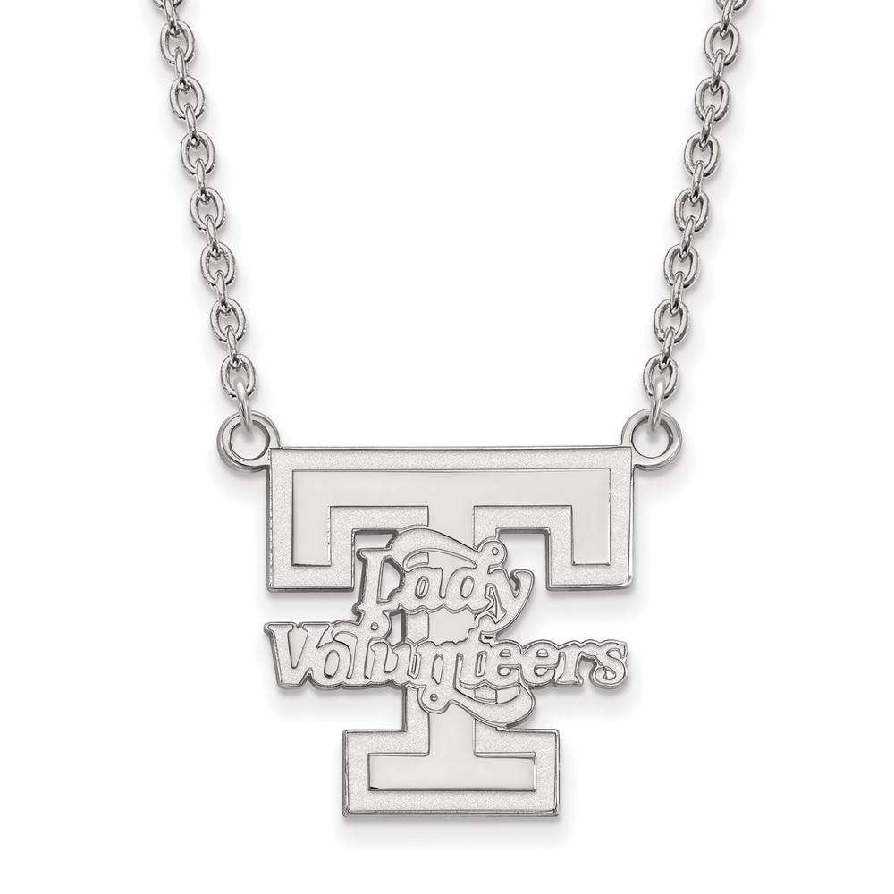 Sterling Silver Rhodium-plated LogoArt University of Tennessee Lady Volunteers Large Pendant Necklace, 18"
