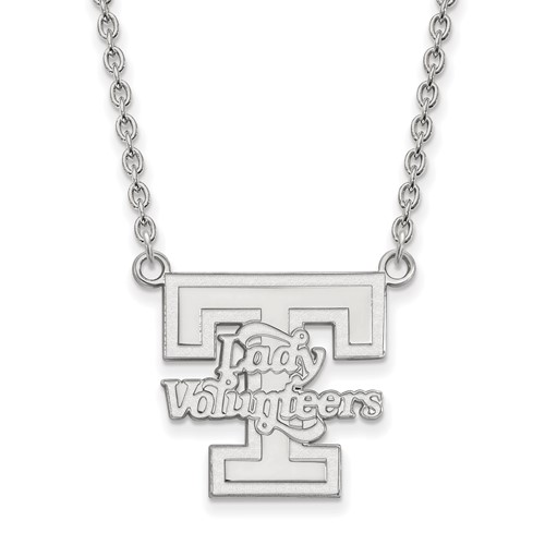 Sterling Silver Rhodium-plated LogoArt University of Tennessee Lady Volunteers Large Pendant Necklace, 18"