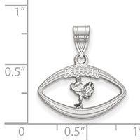 Sterling Silver Rhodium-plated LogoArt Virginia Tech HokieBird Football Pendant view 2