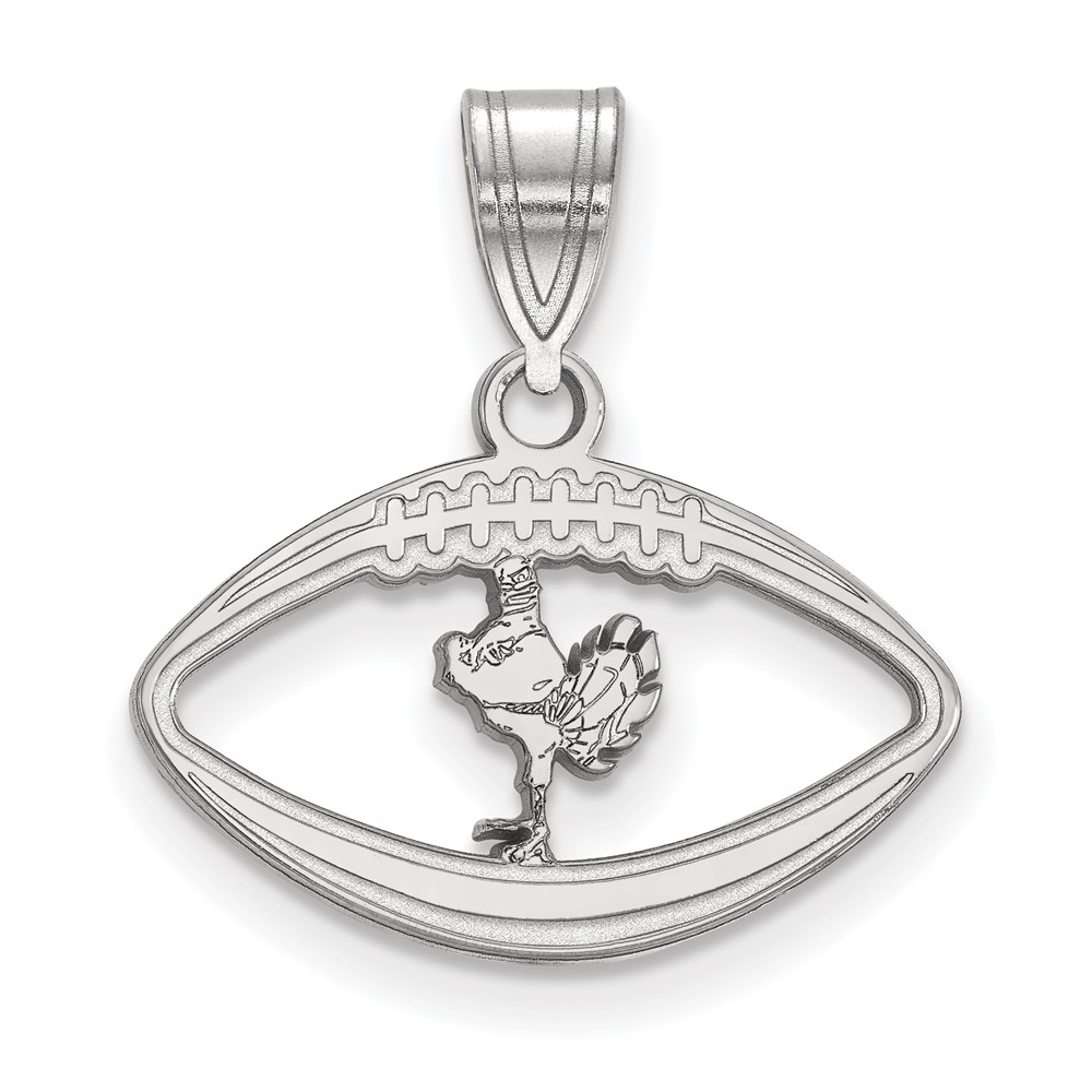 Sterling Silver Rhodium-plated LogoArt Virginia Tech HokieBird Football Pendant