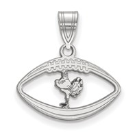 Sterling Silver Rhodium-plated LogoArt Virginia Tech HokieBird Football Pendant view 1
